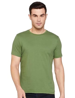 Men Regular Round Neck T-Shirt-Forest Green