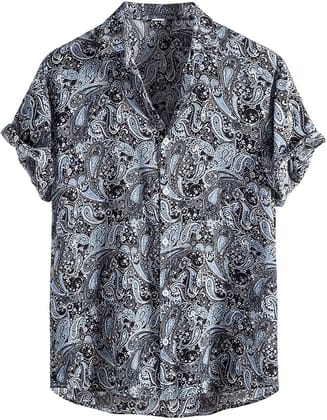 Men Regular Fit Printed Spread Collar Casual Shirt