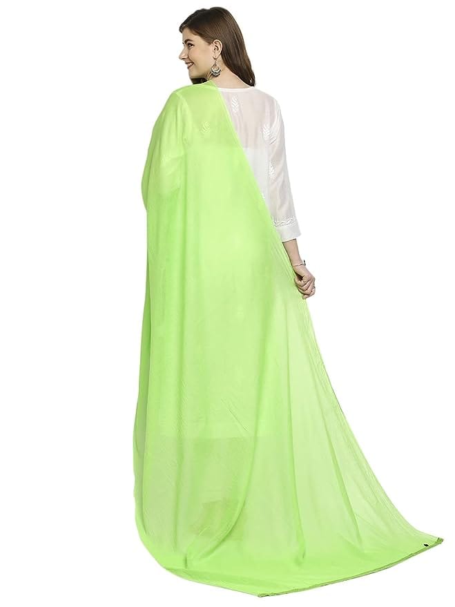 DUPATTA BAZAAR Women's Parrot Green Cotton Dupatta