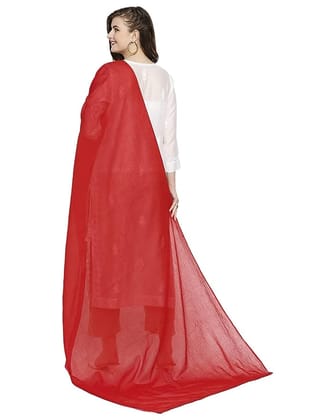 DUPATTA BAZAAR Women's Red Pure Cotton Dupatta