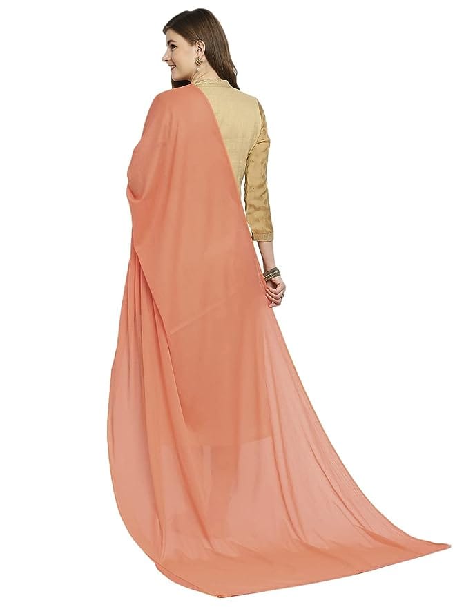 DUPATTA BAZAAR Women's Peach Cotton Dupatta (Peach)