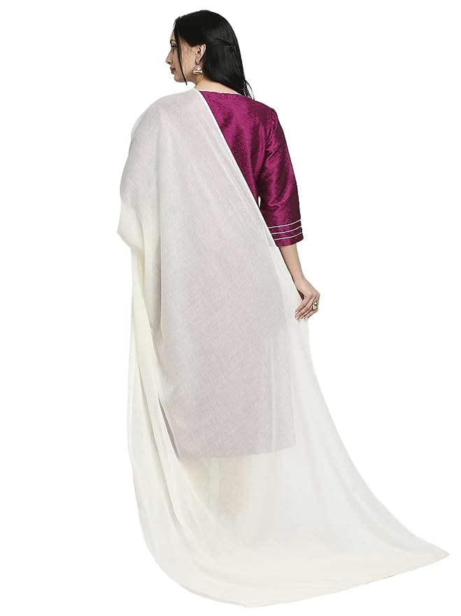 DUPATTA BAZAAR Women's Off White Cotton Dupatta (Off White)