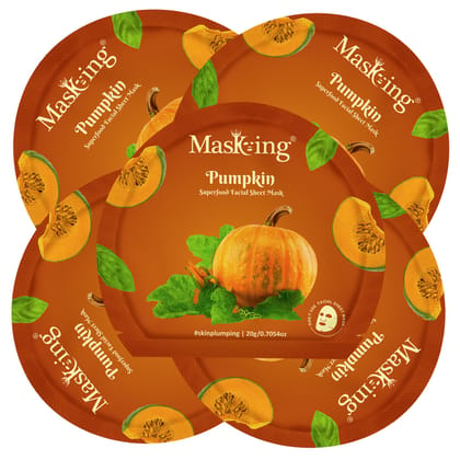 Superfood Pumpkin facial sheet mask for glowing Skin and Hydrating, Pack of 5