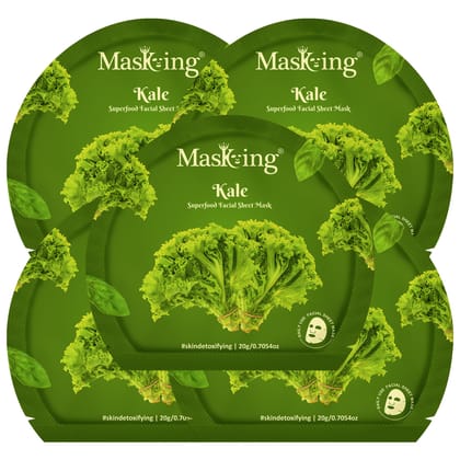 Superfood Kale facial sheet mask for glowing Skin and Hydrating, Pack of 5