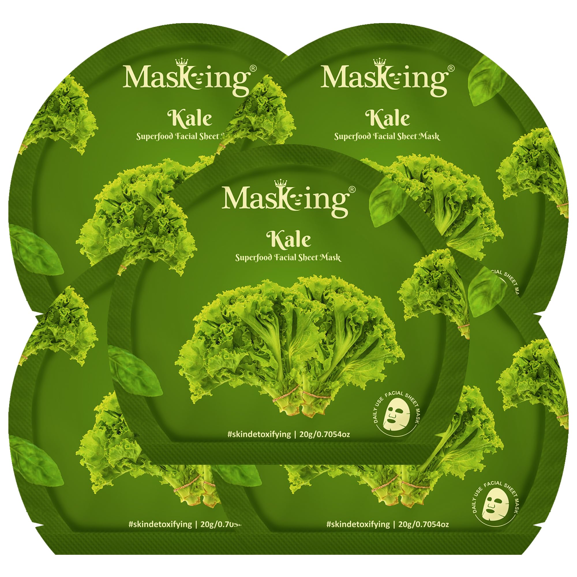 Superfood Kale facial sheet mask for glowing Skin and Hydrating, Pack of 5