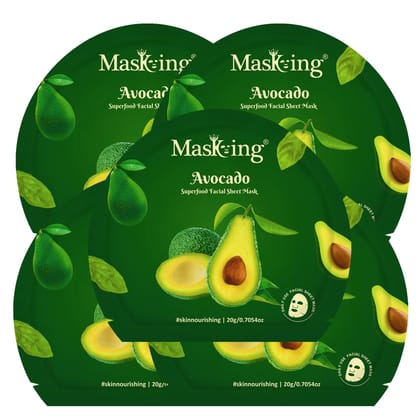 Superfood Avocado facial sheet mask for glowing Skin and Hydrating, Pack of 5