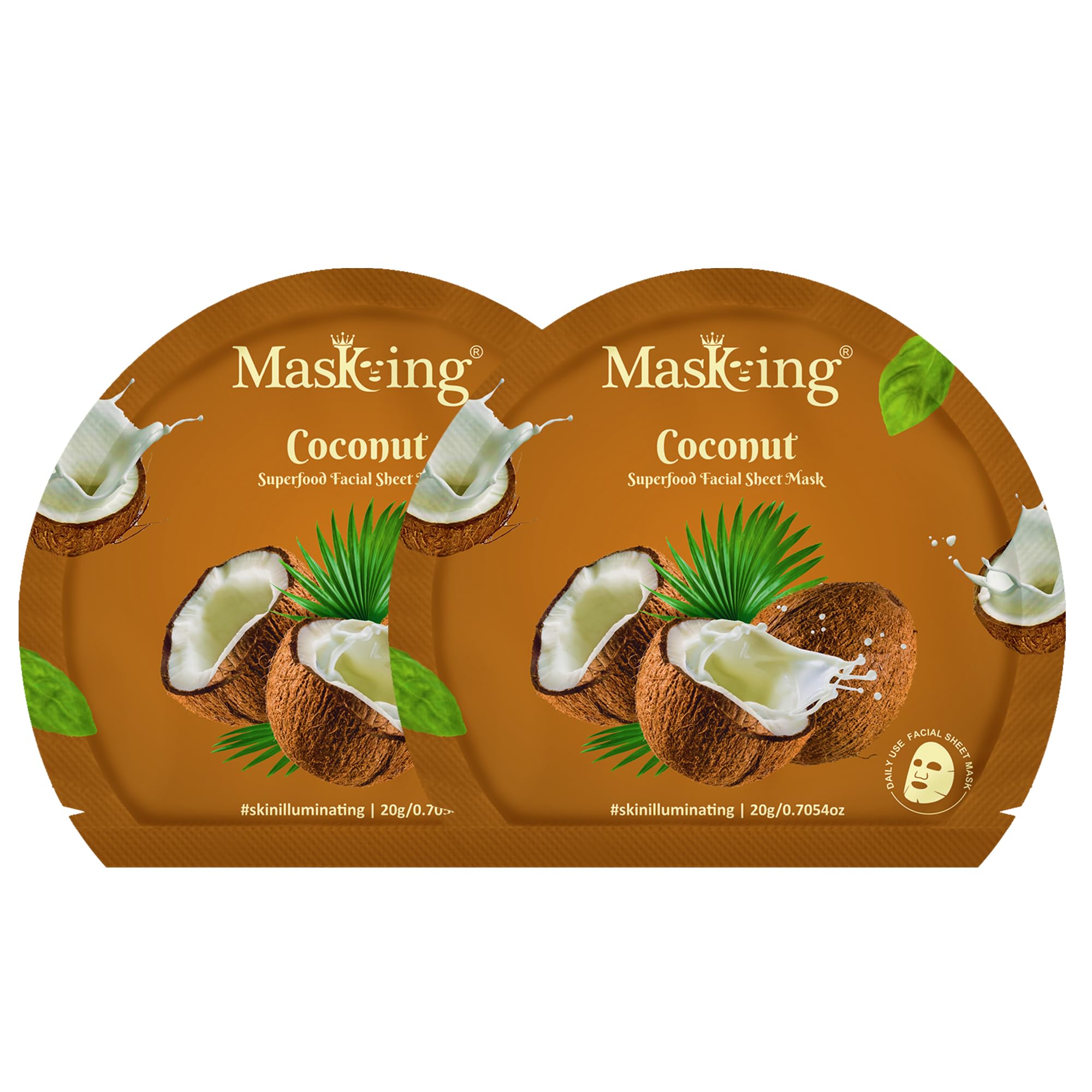 Superfood Coconut facial sheet mask for glowing Skin and Hydrating, Pack of 2