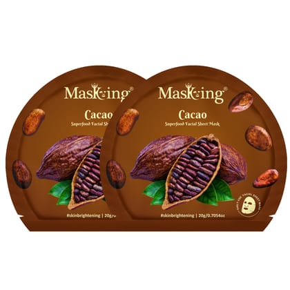 Superfood Cacao facial sheet mask for glowing Skin and Hydrating, Pack of 2