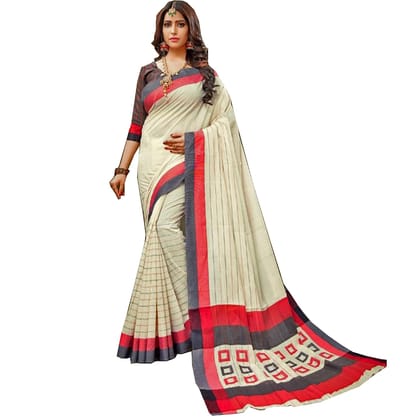 Women's Plain Dusty Color cotton silk saree With Blouse Piece