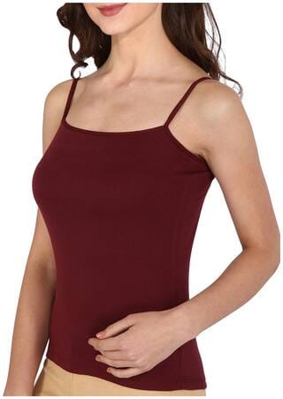 Women's Teena Cotton Hosiery Half Slip Camisole Maroon