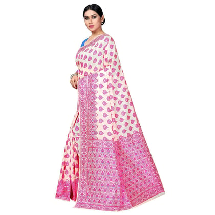 women's linen jacquard saree with blouse peace