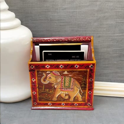 VM Antique Decor - Hand Painted Solid wood Magazine holder newspaper holder | storage Furniture | Multicolor | 34 x16 x 39 cm