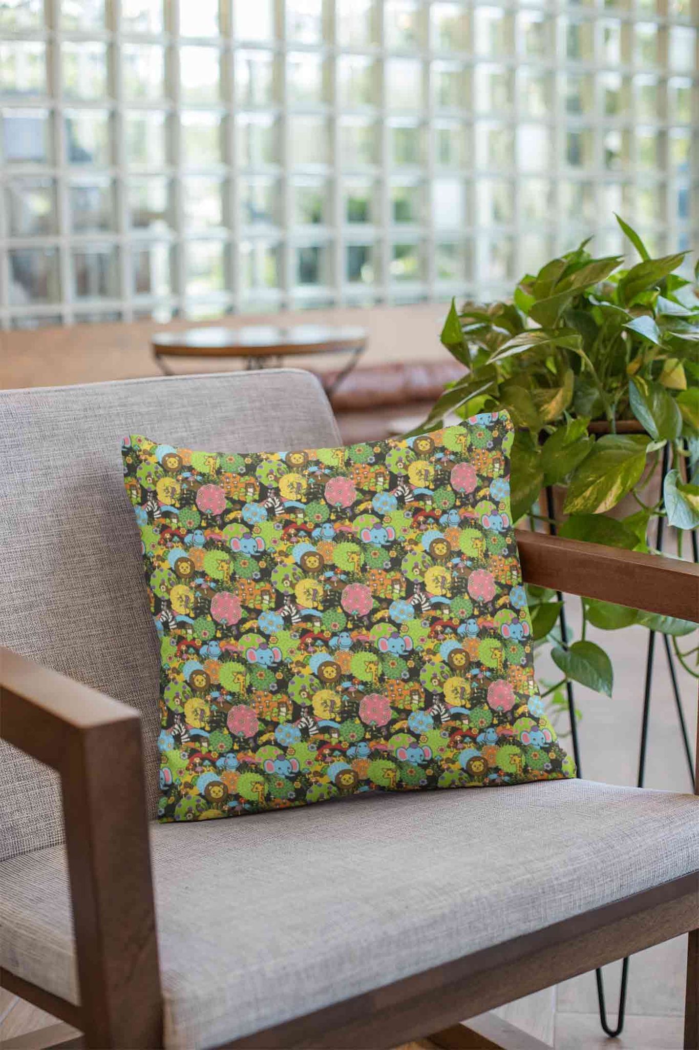 Retro Jungle Party Cushion Cover