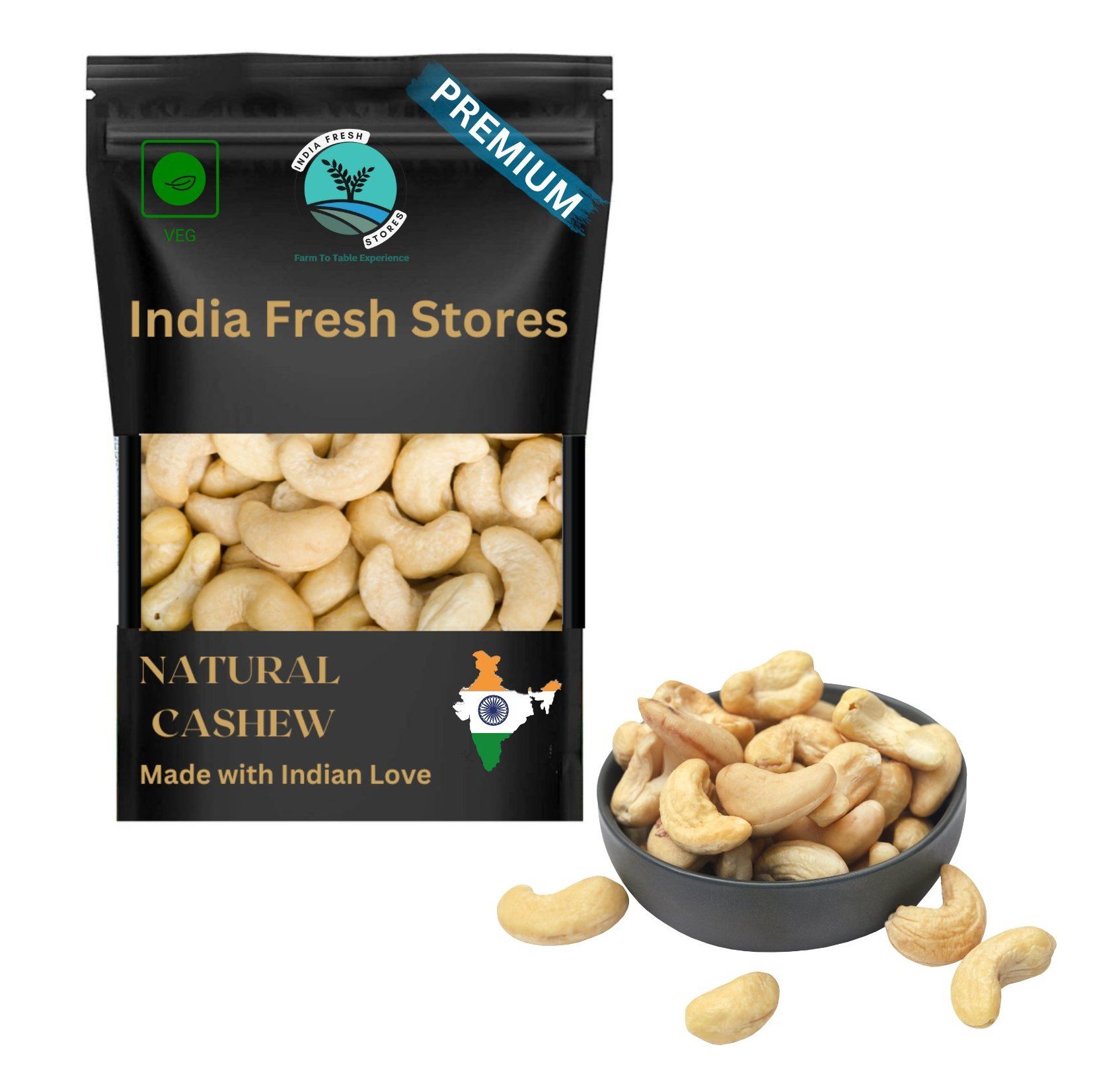 NATURAL WHOLE CASHEW 250 GM