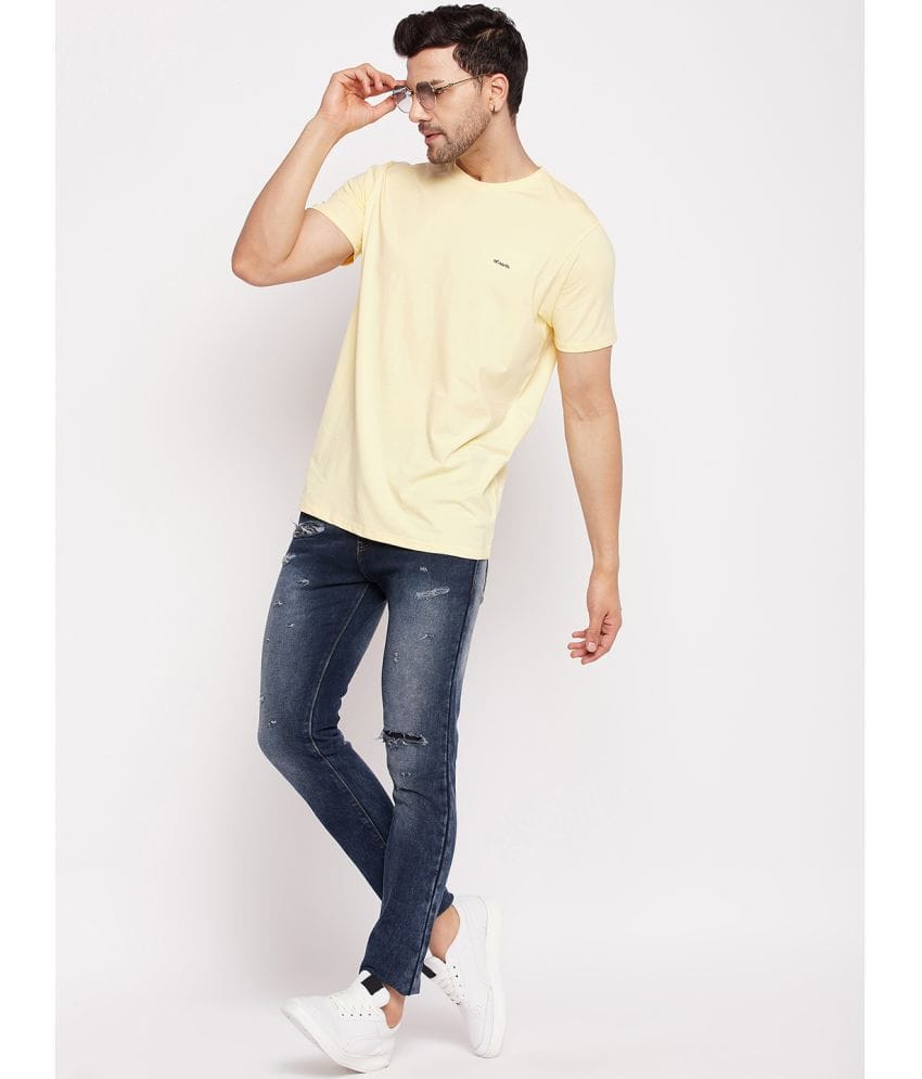 Cotton Blend Light Yellow Regular Fit Men's T-Shirt ( Pack of 1 )