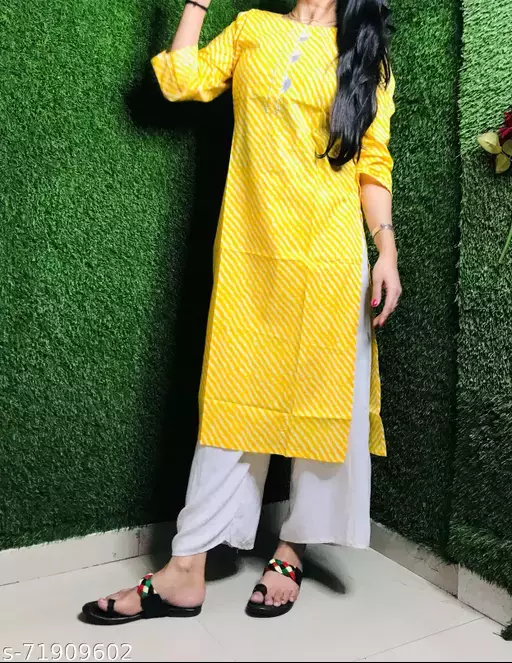 letest leheriya kurti lehriya pertun kurti (Yellow)