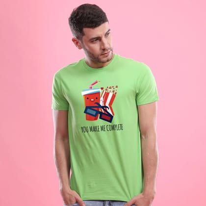 GREEN COTTON PRINTED T SHIRT FOR MEN