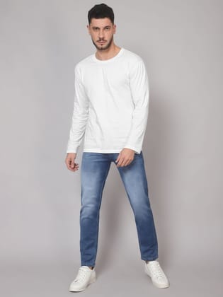 COTTON WHITE FULL HAND T SHIRT FOR MEN  (Plain)