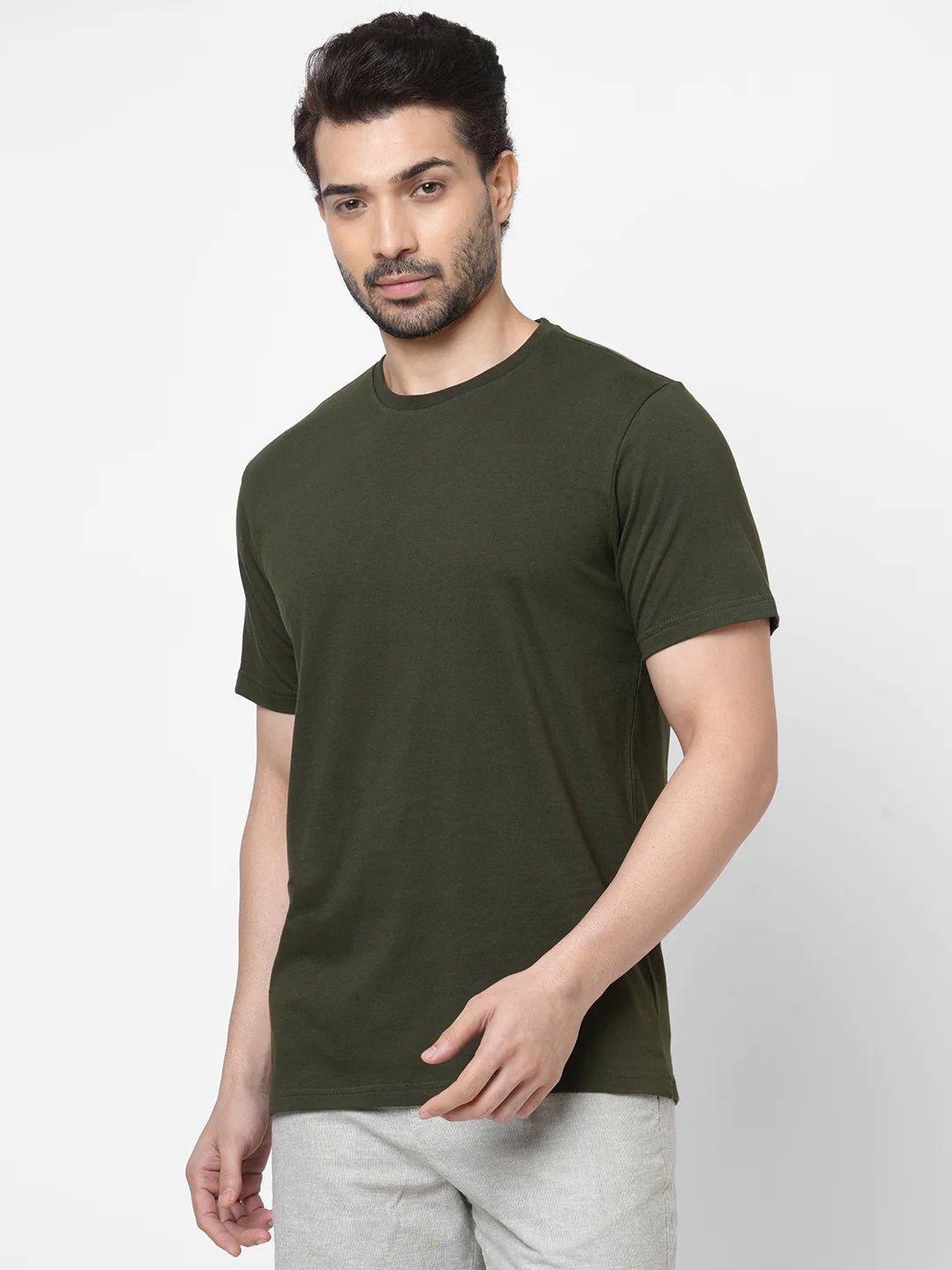 GREEN Short Sleeve Round Neck T-Shirt