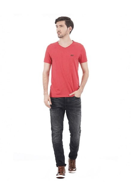 RED SLIM COTTON T SHIRT