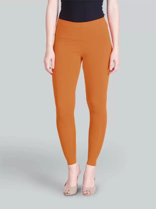 Ankle Length Western Wear Legging  (Orange, Solid)