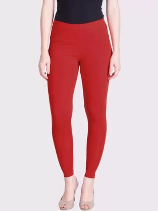 Women's Cotton  Ankle Length Ethnic Wear Legging  (Red, Solid)