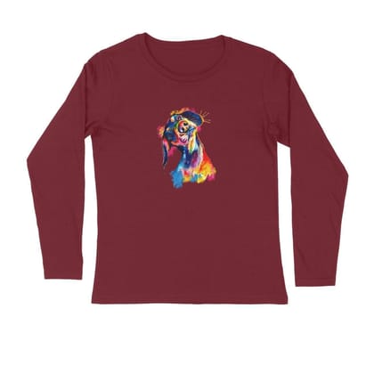 Full Sleeves Round Neck (Men) - Tilted Head Rainbow Dog (7 Colours)