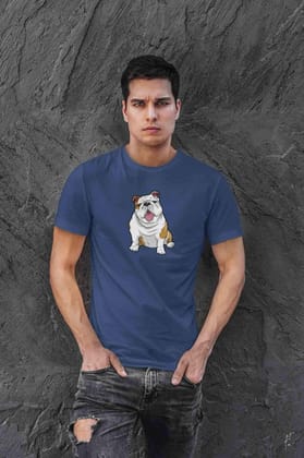 Round Neck T-Shirt (Men) - Wringkly Sprinkly Bulldog (11 Colours)