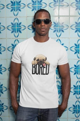 Round Neck T-Shirt (Men) - Bored Pug Baby (10 Colours)