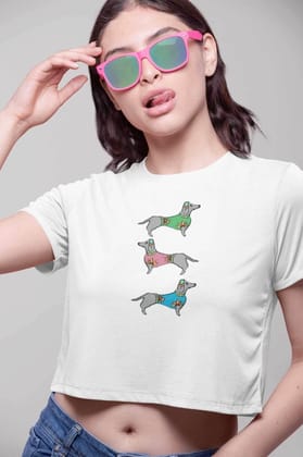 Crop Top (Women) - Three Dachshunds (12 Colours)