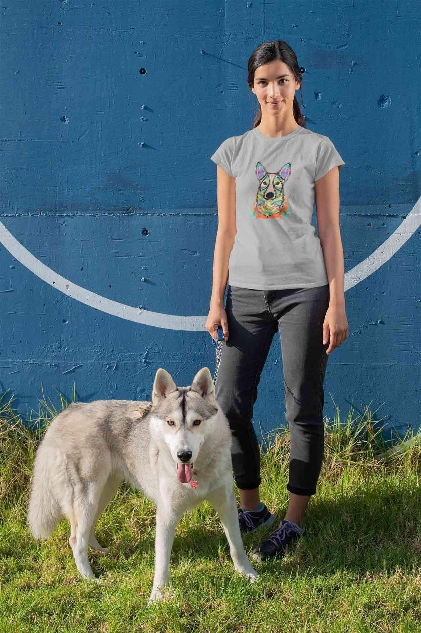 Round Neck T-Shirt (Women) - Happy Corgi (12 Colours)