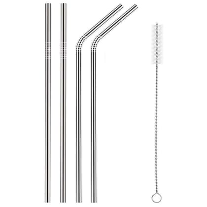 Konquer TimeS K.T.S Stainless Steel Straws For Drinking With Brushes (2 Bent + 2 Straight + 1 Brushes)