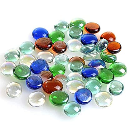Crysta World Glass Decorative Colourful Marbles Vase Fillers for Home Decoration, Garden, Fish Aquarium (1 Packet) Polished Asymmetrical Fire Glass Pebbles  (Multicolor 350 g)