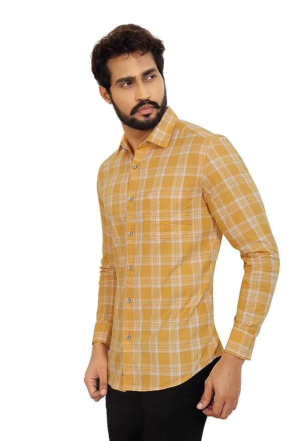Men's  100% Cotton Slim Fit Striped Semi Casual Shirt