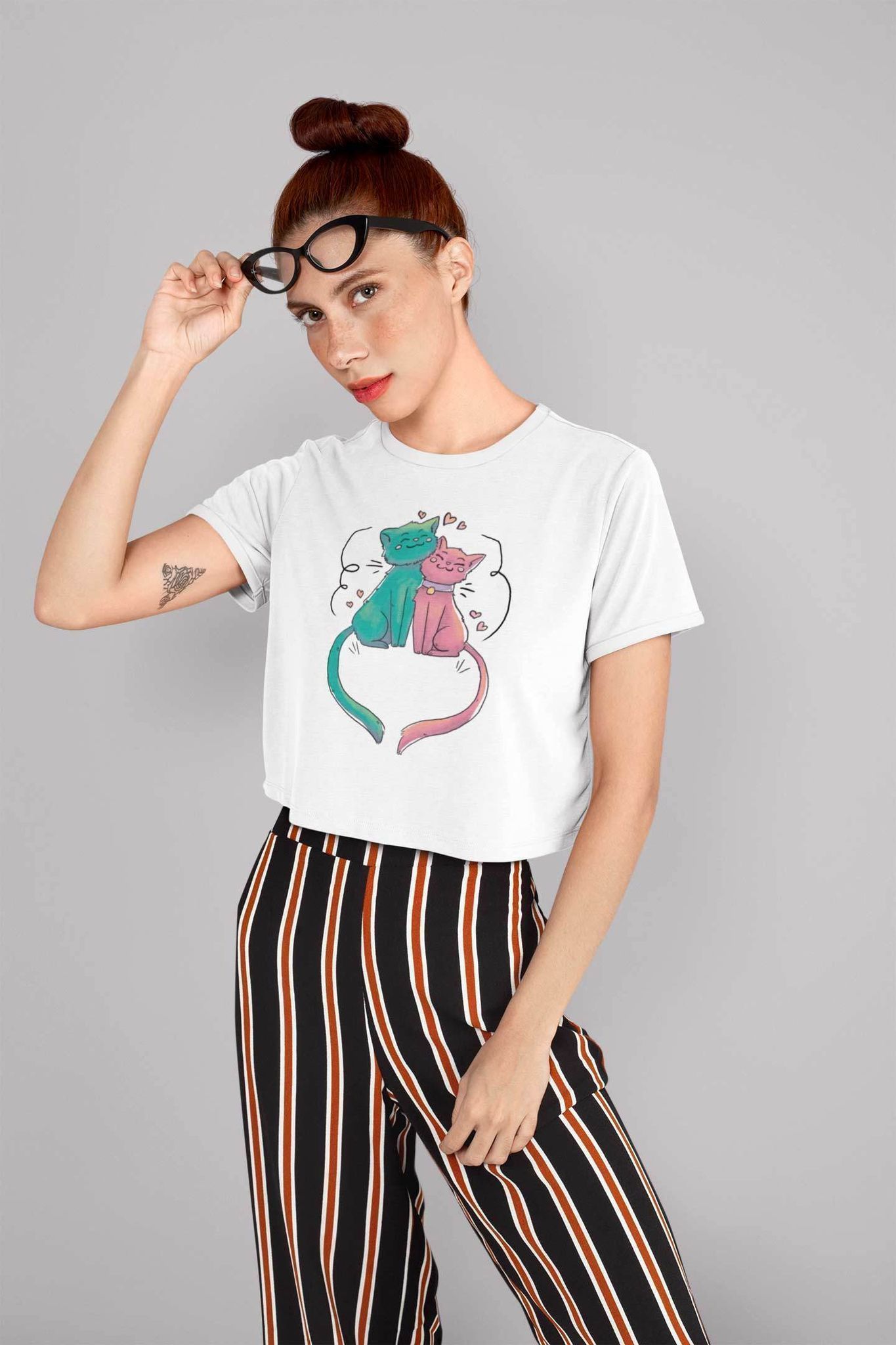 Crop Top (Women) - Cats In Love (12 Colours)