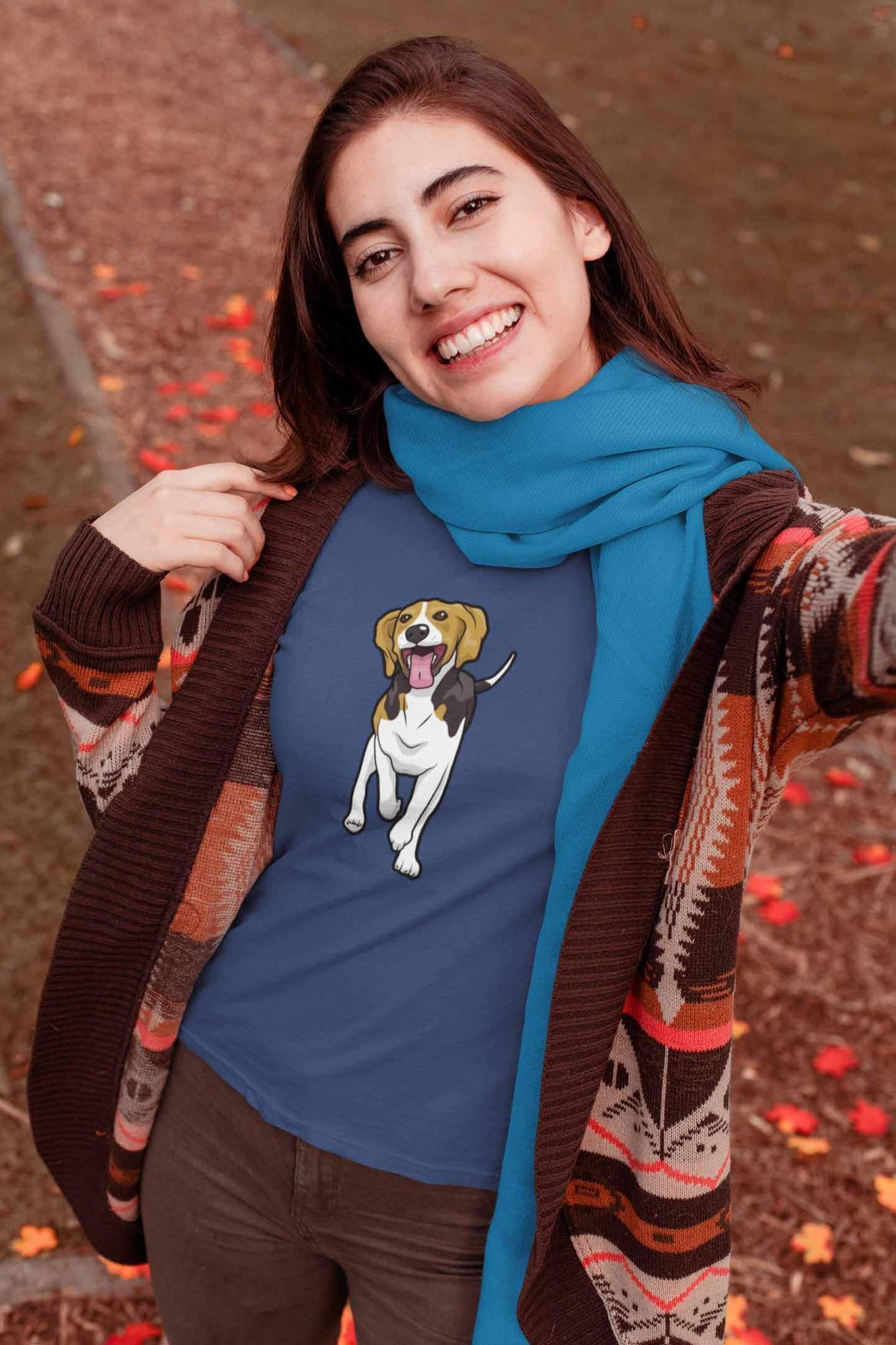 Round Neck T-Shirt (Women) - Fun Loving Beagle (16 Colours)