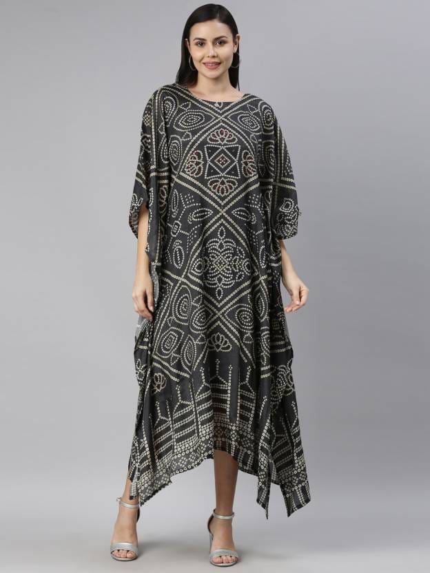 Women Embellished Viscose Rayon A-line Kurta  (Black)