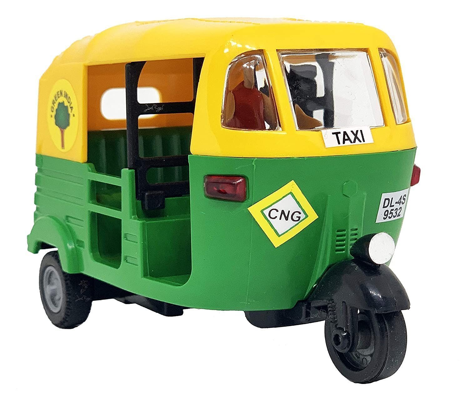 Pull Back Plastic Auto Rickshaw Toy|Mini Auto Vehicle Toy Perfect for Kids Fun (Pack of 1, Multicolor)