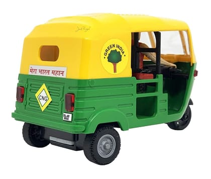 Mehtab Pull Back Plastic Auto Rickshaw Toy with Driver|Mini Auto Vehicle Toy Perfect for Kids Fun (Pack of 1, Multicolor)