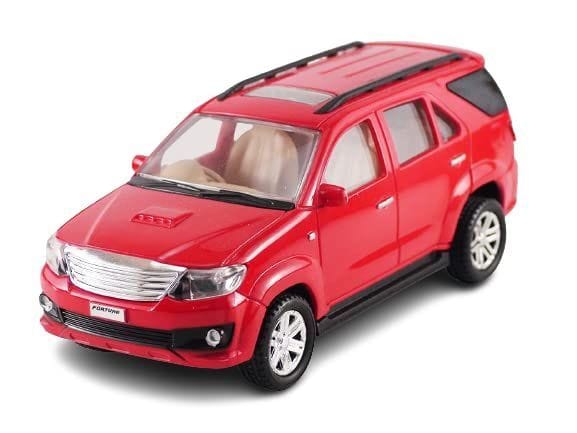 Pull Back Plastic Fortuner (SUV) Model Car Toy, Off Road SUV Miniature Perfect for Kids Fun (Pack of 1, Red)