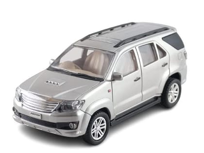 Mehtab Pull Back Plastic Indian Fortuner (SUV) Model Car Toy, Off Road SUV Miniature Perfect for Kids Fun (Pack of 1, Silver)