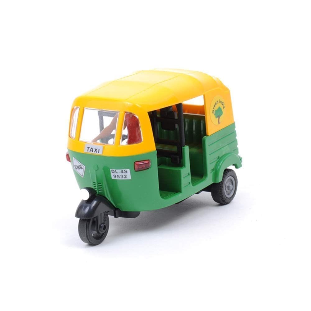 Mehtab Pull Back Plastic Mini Auto Rickshaw Toy Perfect for Kids Fun (Pack of 1, Multicolor, Small)