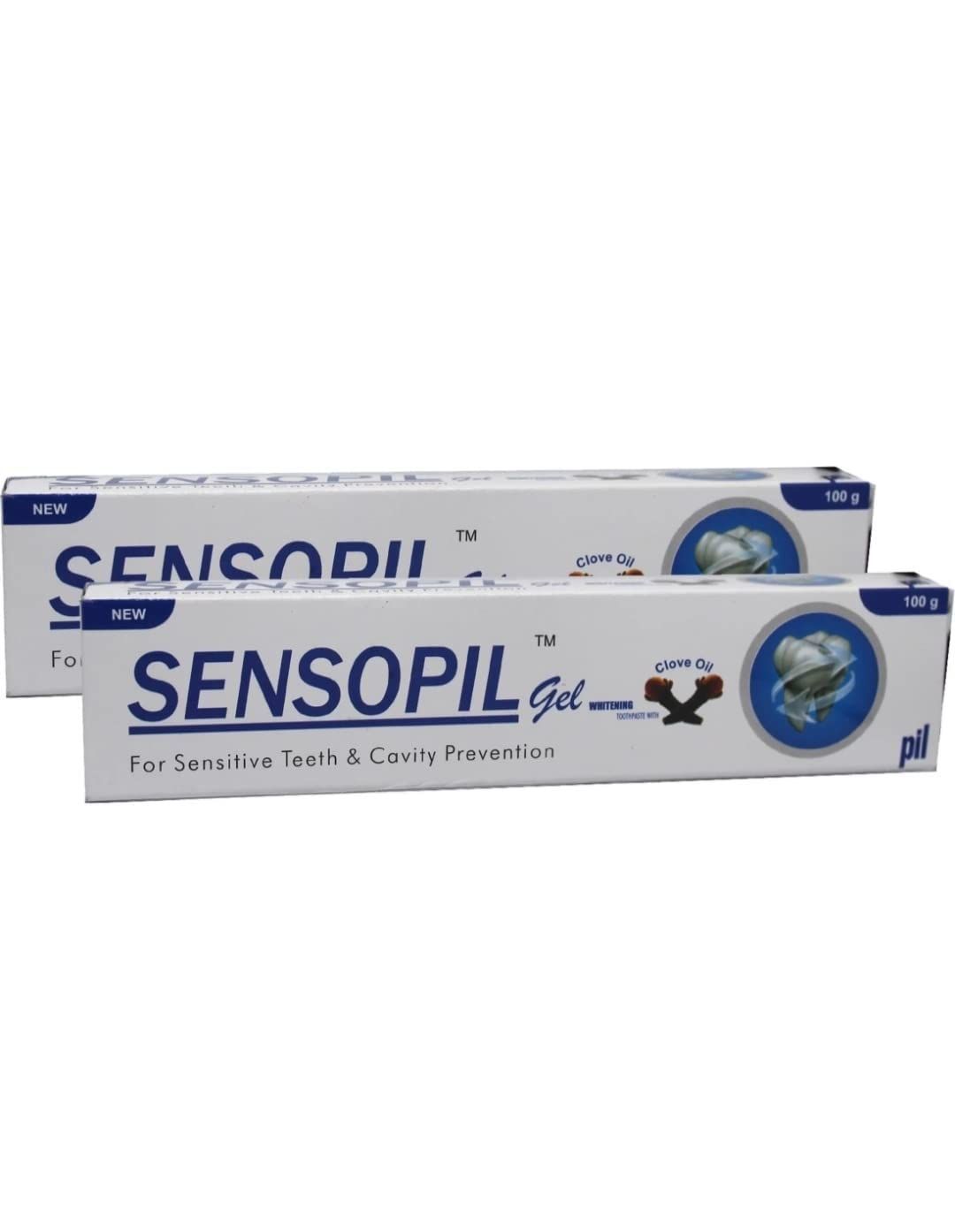 Sensopil Gel Whitening Toothpaste With Clove Oil for Sensitive Teeth & Cavity Prevention (Pack of 2, 200gm)