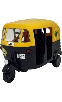 Pull Back Plastic Auto Rickshaw Toy | Mini Auto Vehicle Perfect for Kids Fun (Pack of 1, Multicolor)