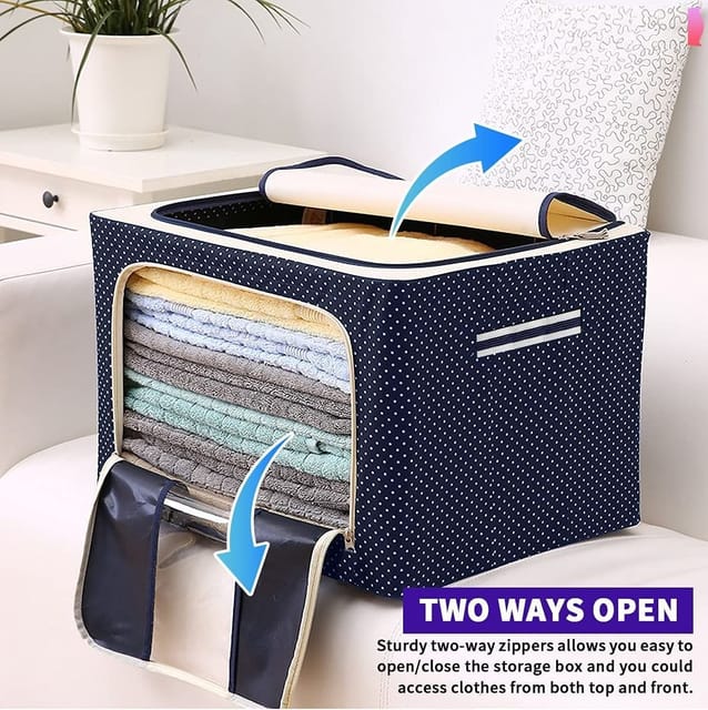 Clothes Storage Organizer Bins Containers, Stackable Storage Bins-foldable  Oxford Cloth Steel Frame Storage Box For Clothing Storage Reinforced Handle