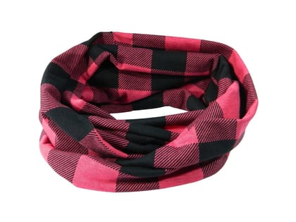 women  transition scarf, bulkhead check, black pink, goth, punk, round scarf(red&black)