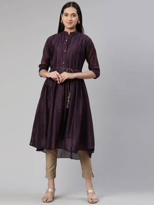 Women Solid Viscose Rayon A-line Kurta  (Purple)