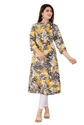 Rayon Flower Printed A-line Kurta for Women