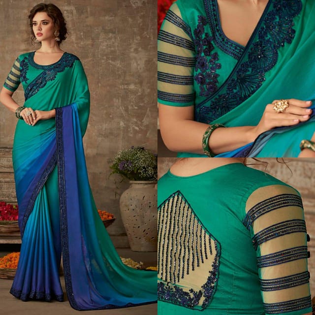 Blue Designer Partywear Silk saree New collection -