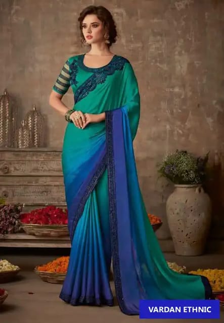 soft silk mesmerising light blue colour designer saree, traditional we